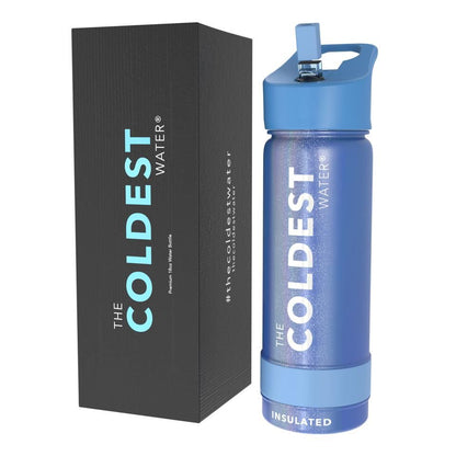 The Coldest Water - Straw Sports Bottle - 533ml - 18 OZ - Glitter Blue