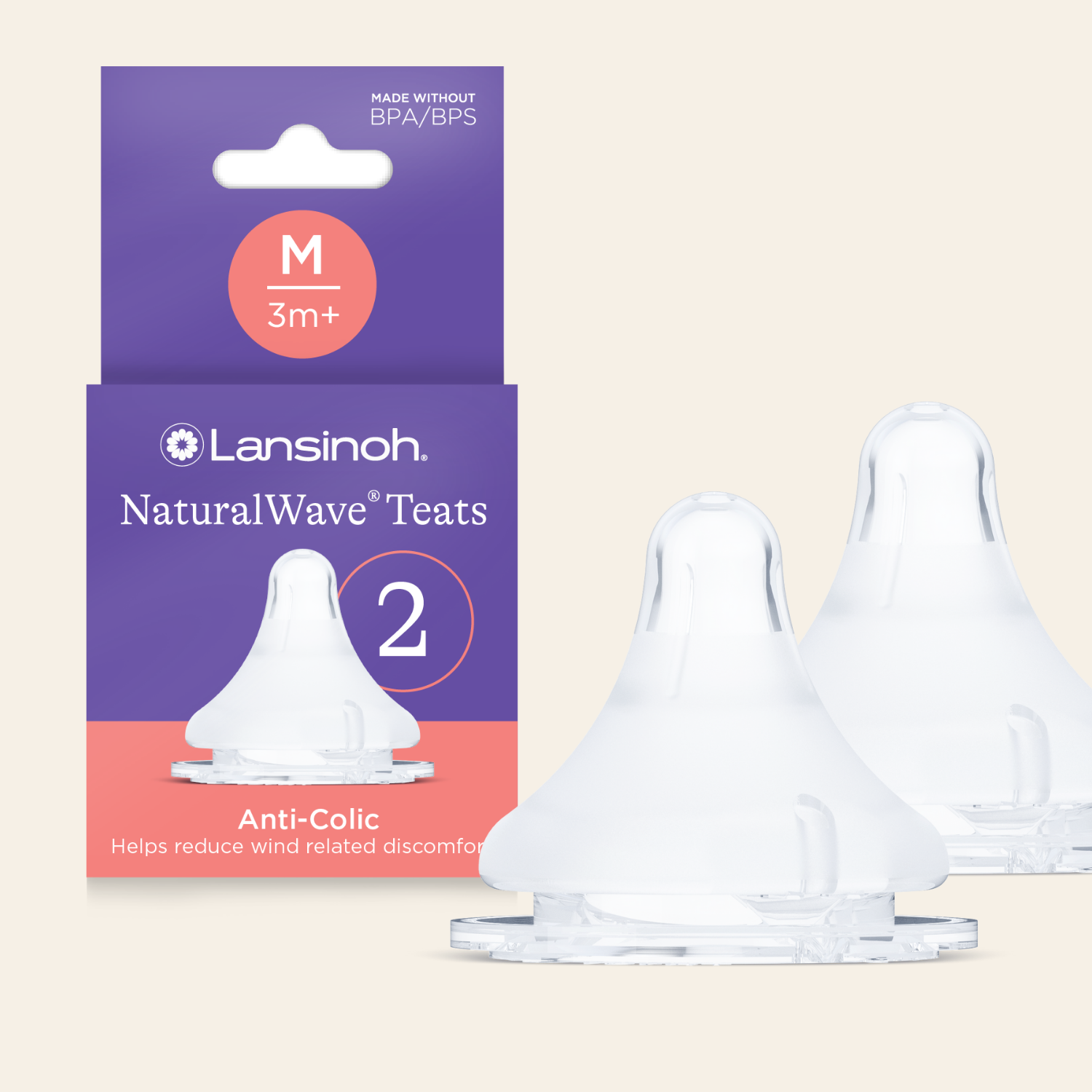 Lansinoh - حلمات ناتشورال ويف® متوسطة التدفق | عبوة من 2 Lansinoh - حلمات ناتشورال ويف® متوسطة التدفق | عبوة من 2