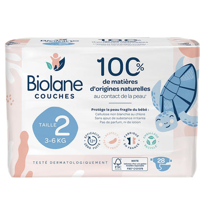 Biolane - Natural Diapers Size 2 | 3-6 kg | 28 Diapers