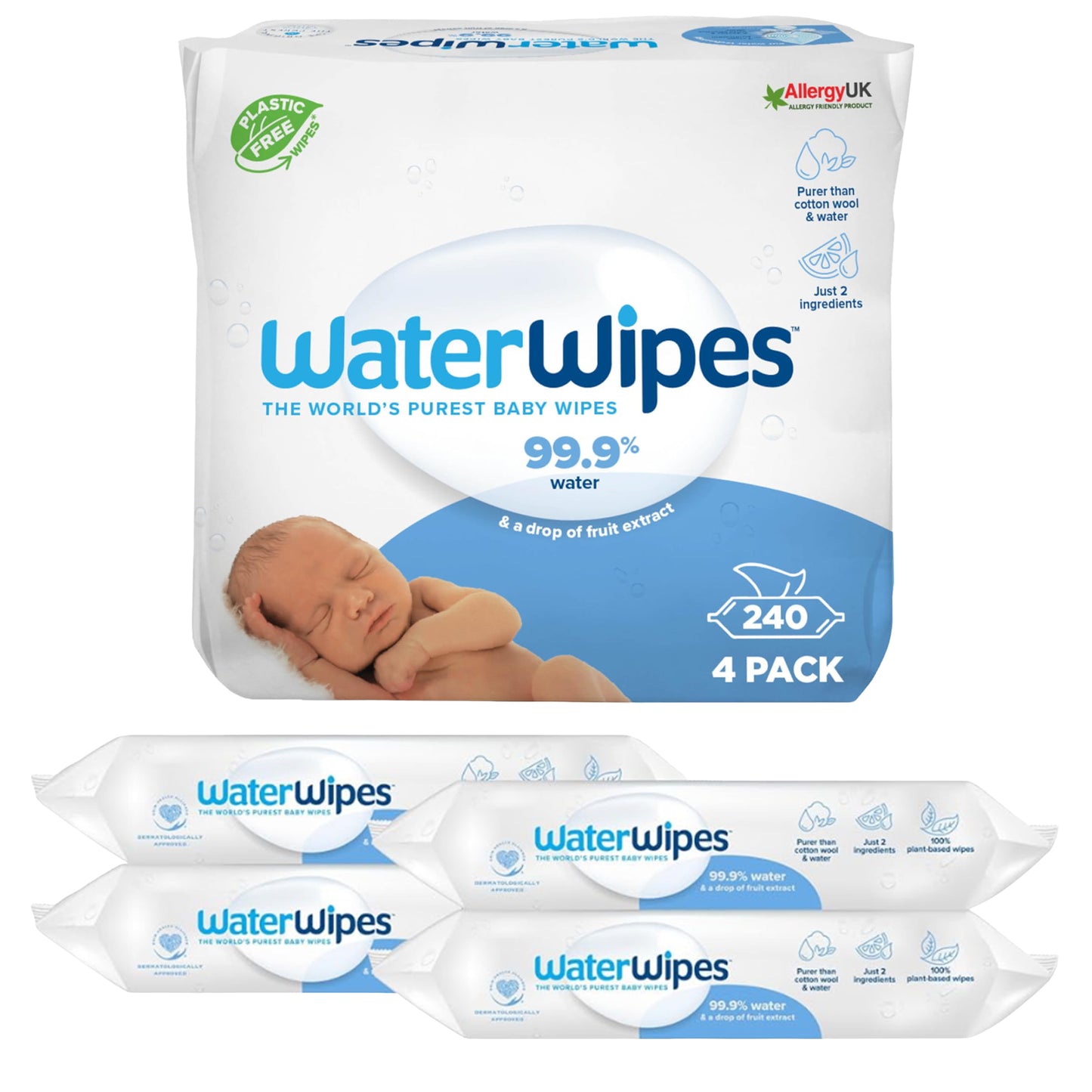 WaterWipes | Baby Wipes | Value Pack | 4x60 Wipes