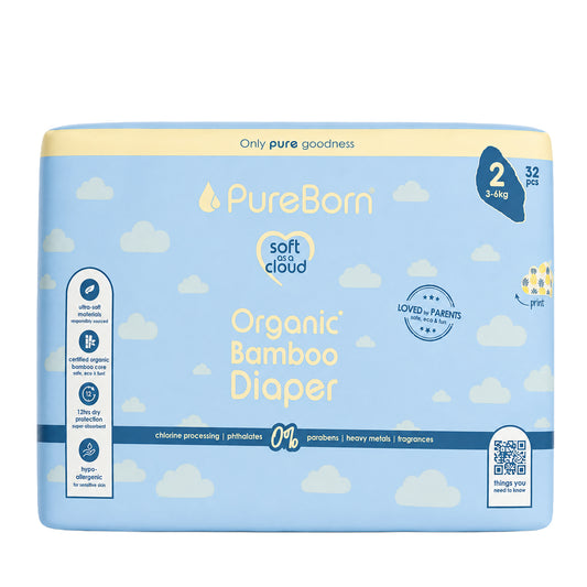 Organic Diapers Size 2 | 3-6kg | Single 32 Diapers