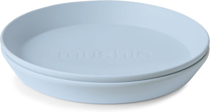 MUSHIE - Classic Round Silicone Suction Plate - Set of 2 | Powder Blue