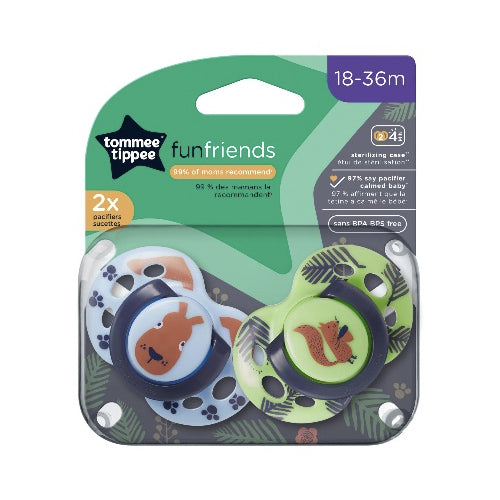 Tommee Tippee Fun Friends Blue | 2 Soothers 18 - 36 Months