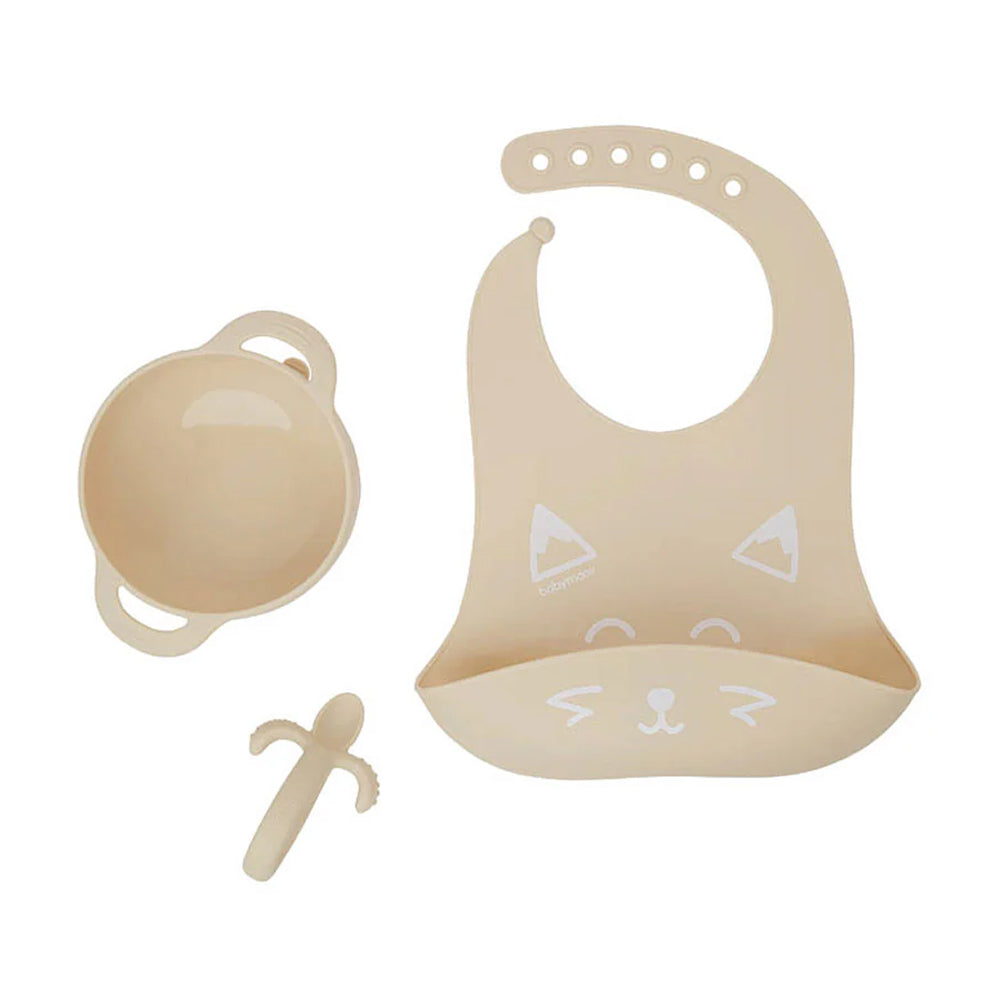 Babymoov - FIRST'ISY Kit | Silicone Bowl, Spoon & Bib | Fox | 3pcs