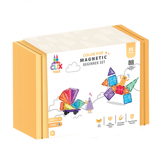 Clix-Tiles - Color Pop Beginner Set | Magnetic Tiles | 35 pcs