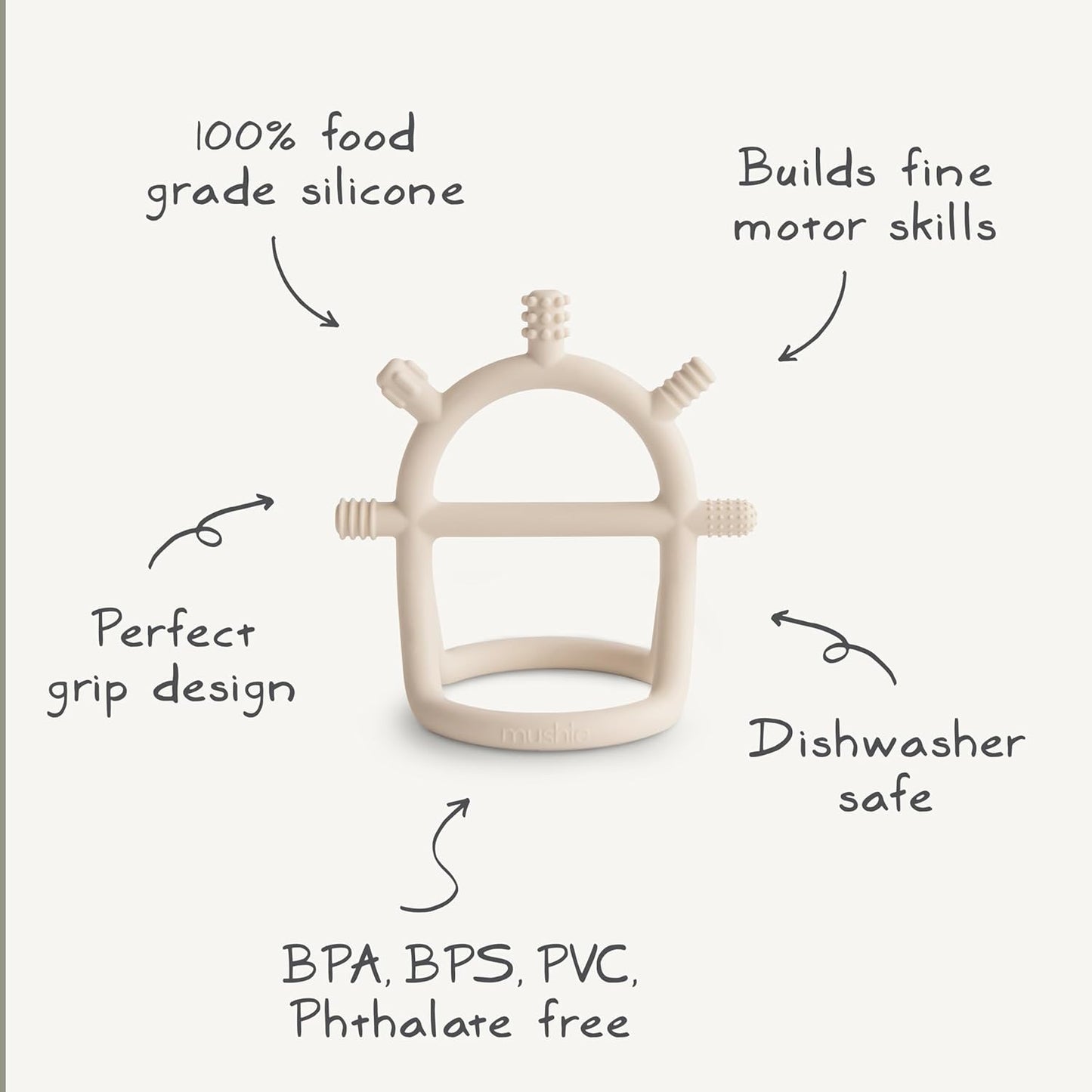MUSHIE - No-Drop Silicone Teether | Shifting Sand