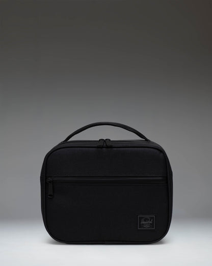Herschel Pop Quiz Lunch Box Black Tonal 5L showing the clean, rectangular insulated lunch bag design