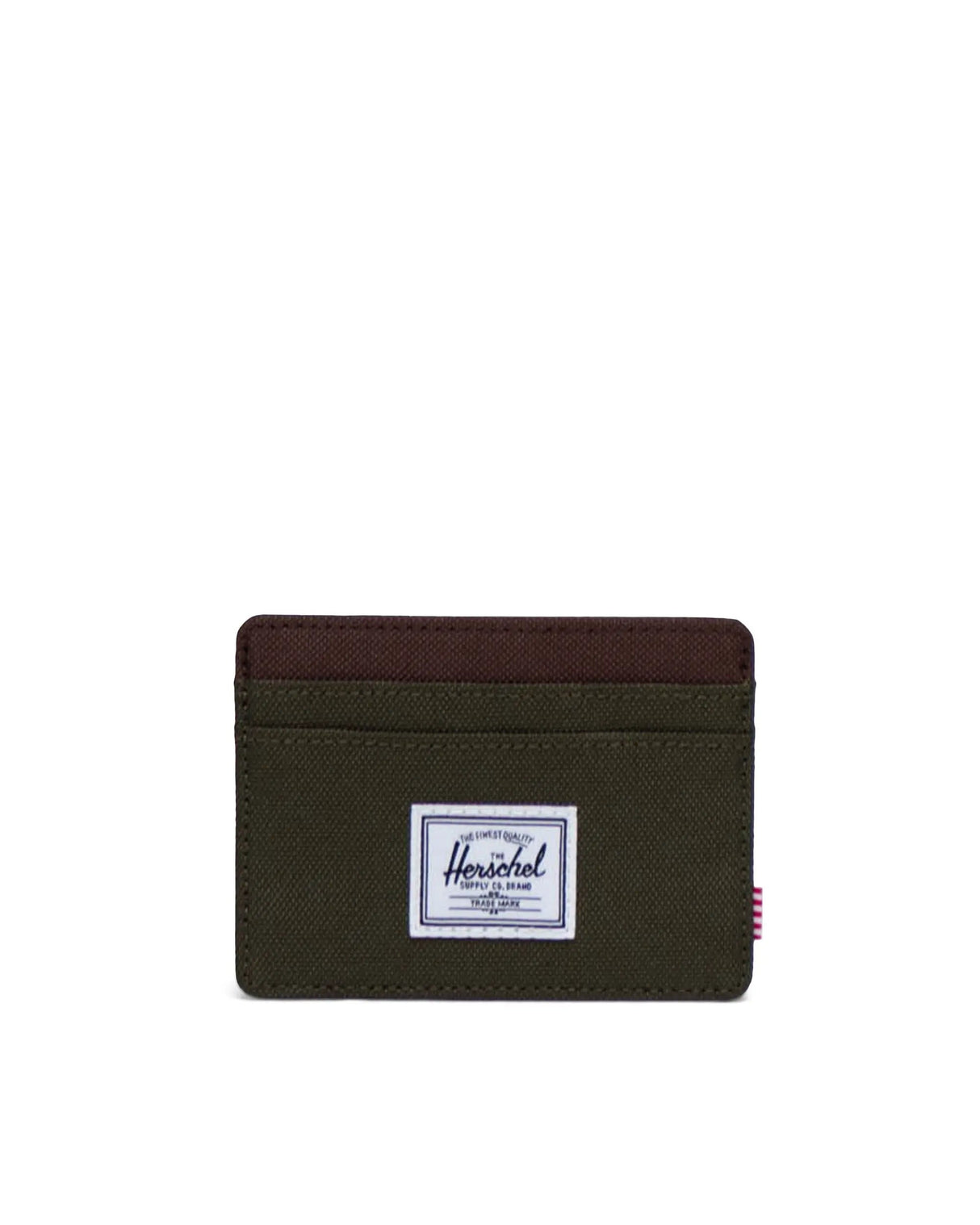 Herschel Charlie Cardholder in Ivy Green/Chicory Coffee - front view