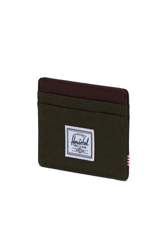 Herschel Charlie Cardholder in Ivy Green/Chicory Coffee - interior view — BambiniJO Jordan