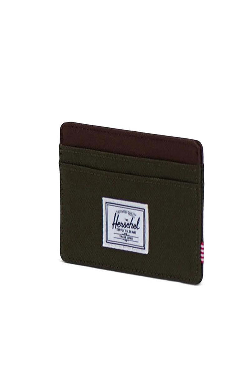 Herschel Charlie Cardholder in Ivy Green/Chicory Coffee - interior view