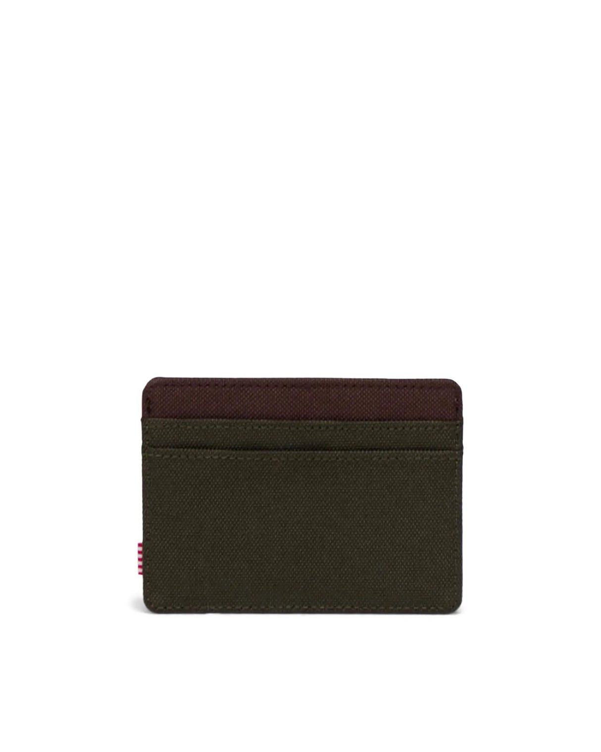 Herschel Charlie Cardholder in Ivy Green/Chicory Coffee - angle view