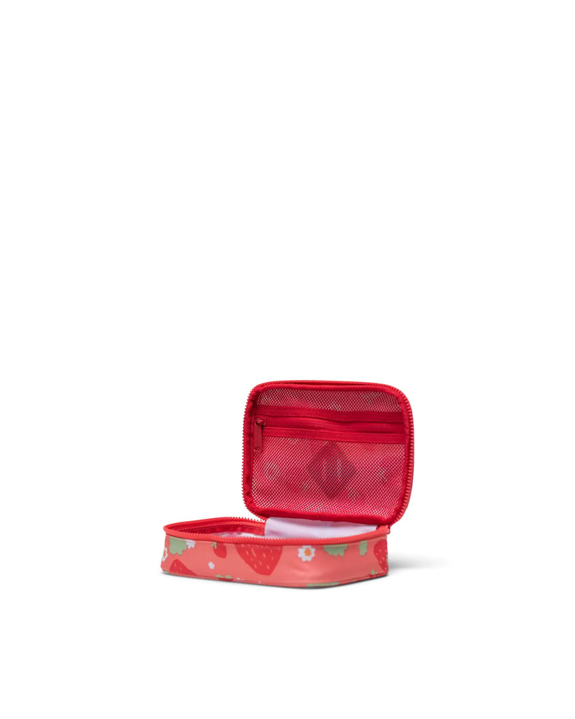 Herschel Heritage Pencil Case in Shell Pink Sweet Strawberries - side view