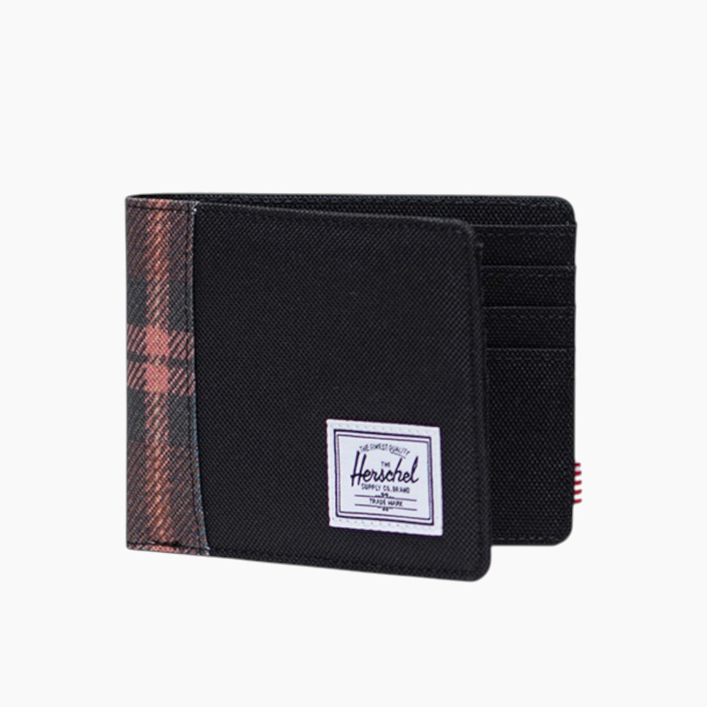 Herschel Roy Wallet in Black Winter Plaid - open view showing card slots
