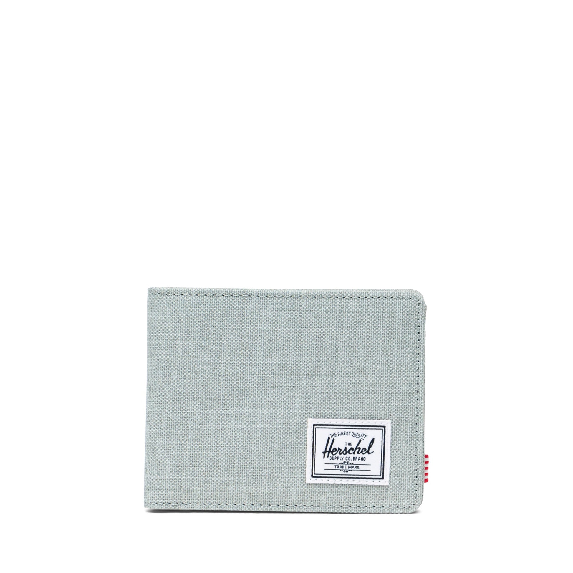 Herschel Roy Wallet in Iceberg Green Crosshatch, front view on white background