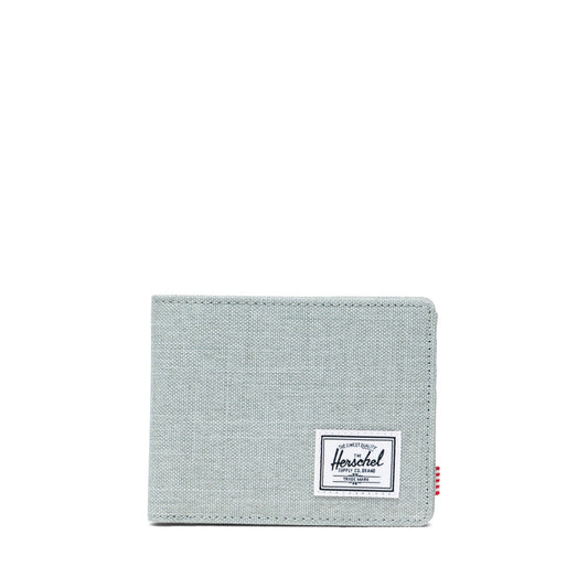 Herschel Roy Wallet in Iceberg Green Crosshatch, front view on white background
