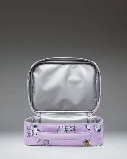 Herschel Peanuts Pop Quiz Lunch Box Snoopy and Woodstock Pastel Lilac - detail