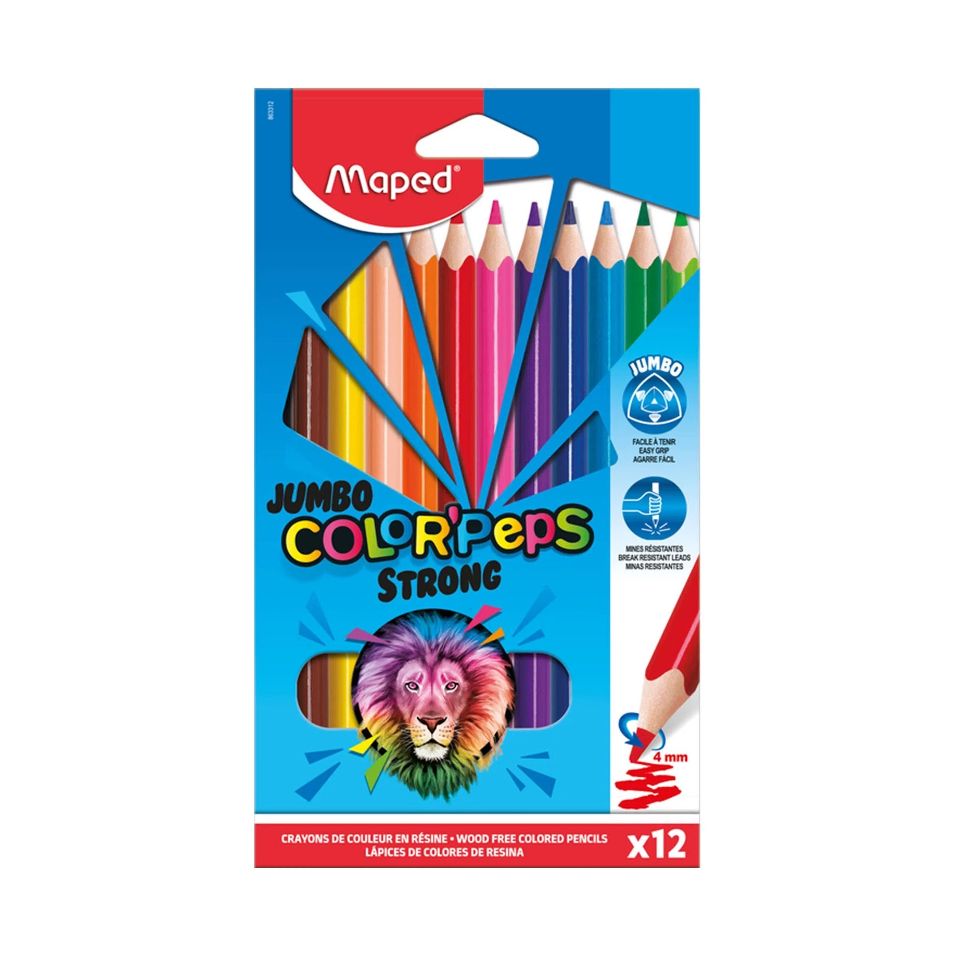 Maped - Strong Jumbo Coloured Pencils Set of 12 Maped - Strong Jumbo Coloured Pencils Set of 12