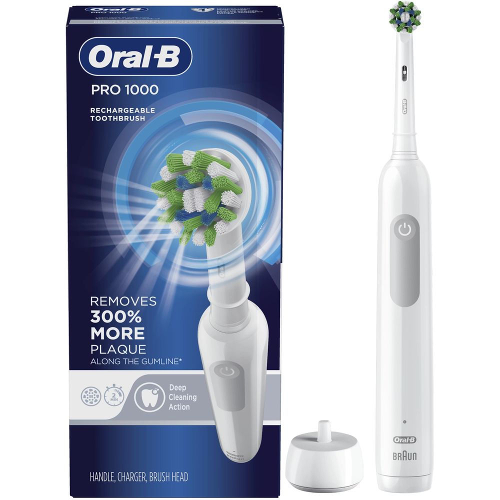 Oral-B Braun - Rechargeable Electric Toothbrush With Pressure Sensor Powered | Pro 1 1000