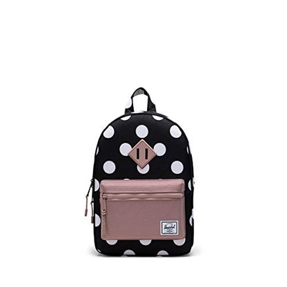 Herschel Heritage Kids Backpack Polka Dot Black and White/Ash Rose 9L - front view