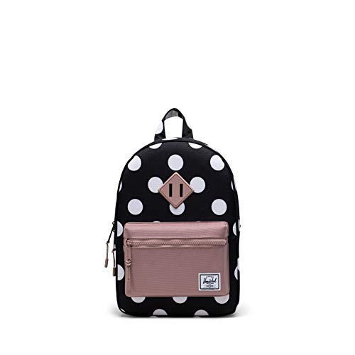 Herschel Heritage Kids Backpack Polka Dot Black and White/Ash Rose 9L - front view