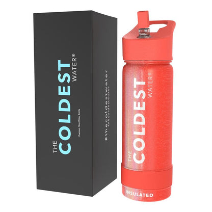 The Coldest Water - Straw Sports Bottle - 533ml - 18 OZ - Glitter Red