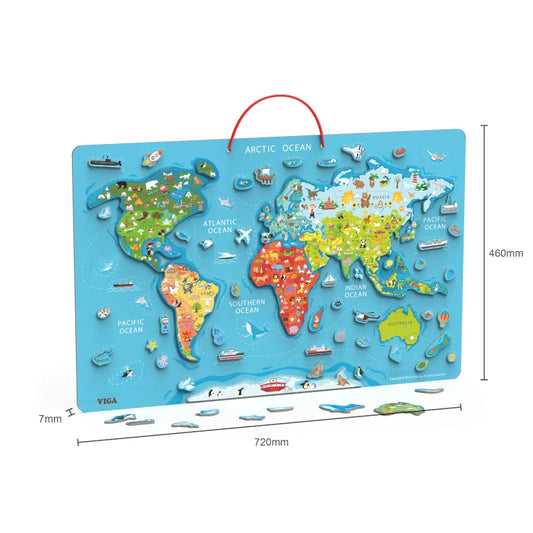 Viga - Magnetic World Puzzle + Dry Erase Board | 3Y+
