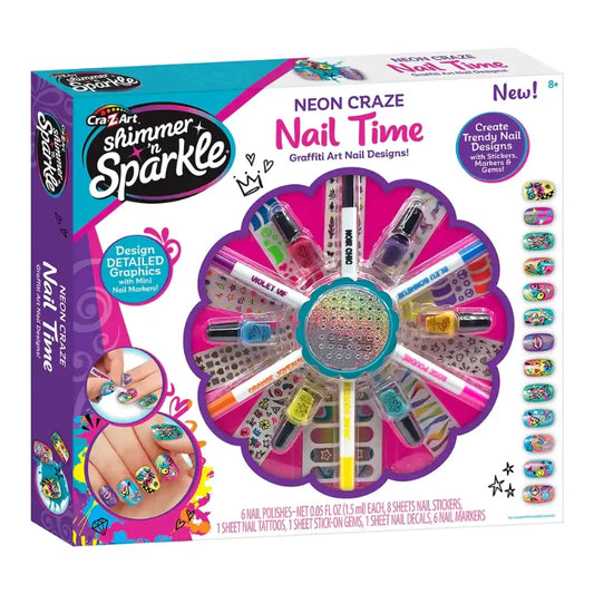 Cra-Z-Art - Shimmer 'n Sparkle Neon Craze Nail Time 3-in-1 Nail Art Designer | 8Y+