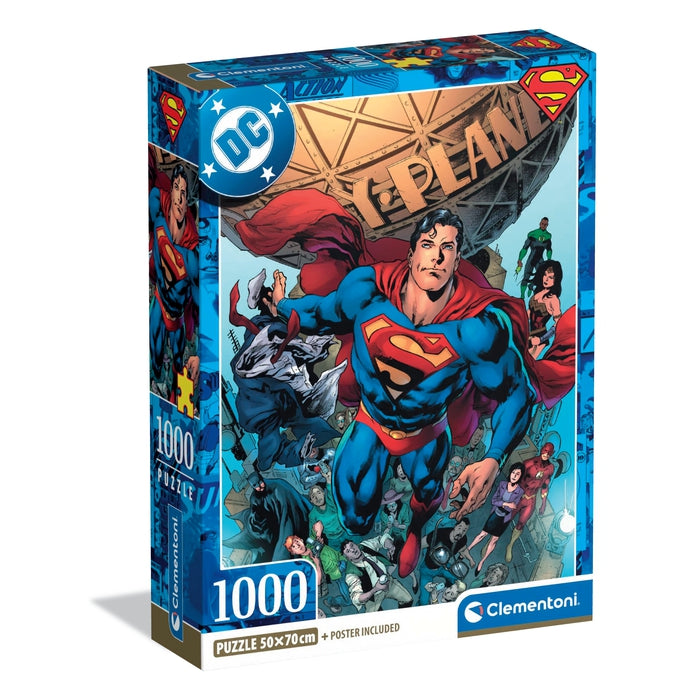 Clementoni Superman 1000pc Compact Jigsaw Puzzle box (Design 1)