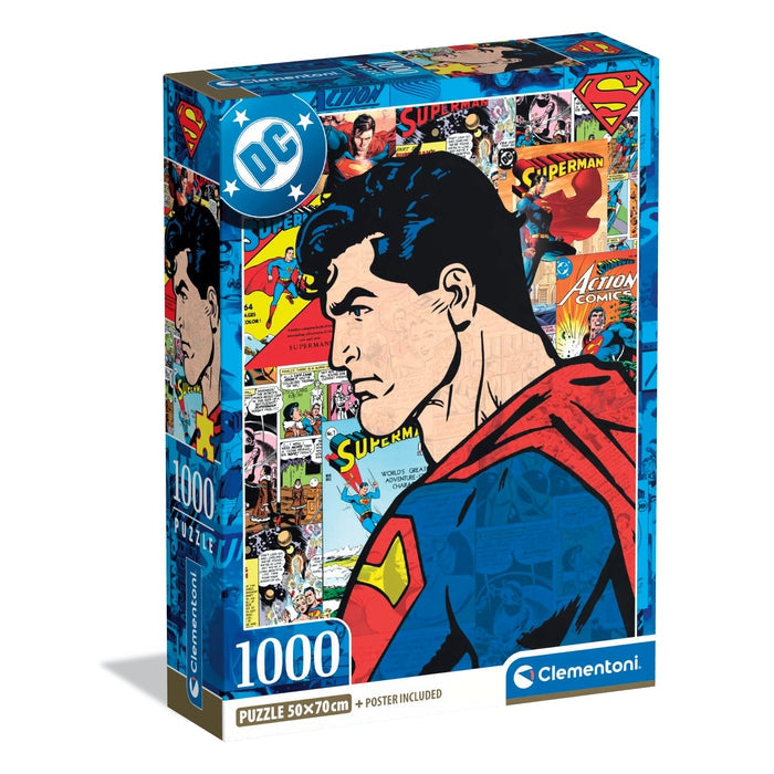 Clementoni Superman 1000pc Compact Jigsaw Puzzle box (Design 3)