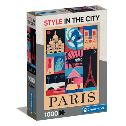 Clementoni Style in the City Paris 1000 piece jigsaw puzzle box with illustrated Paris landmarks
