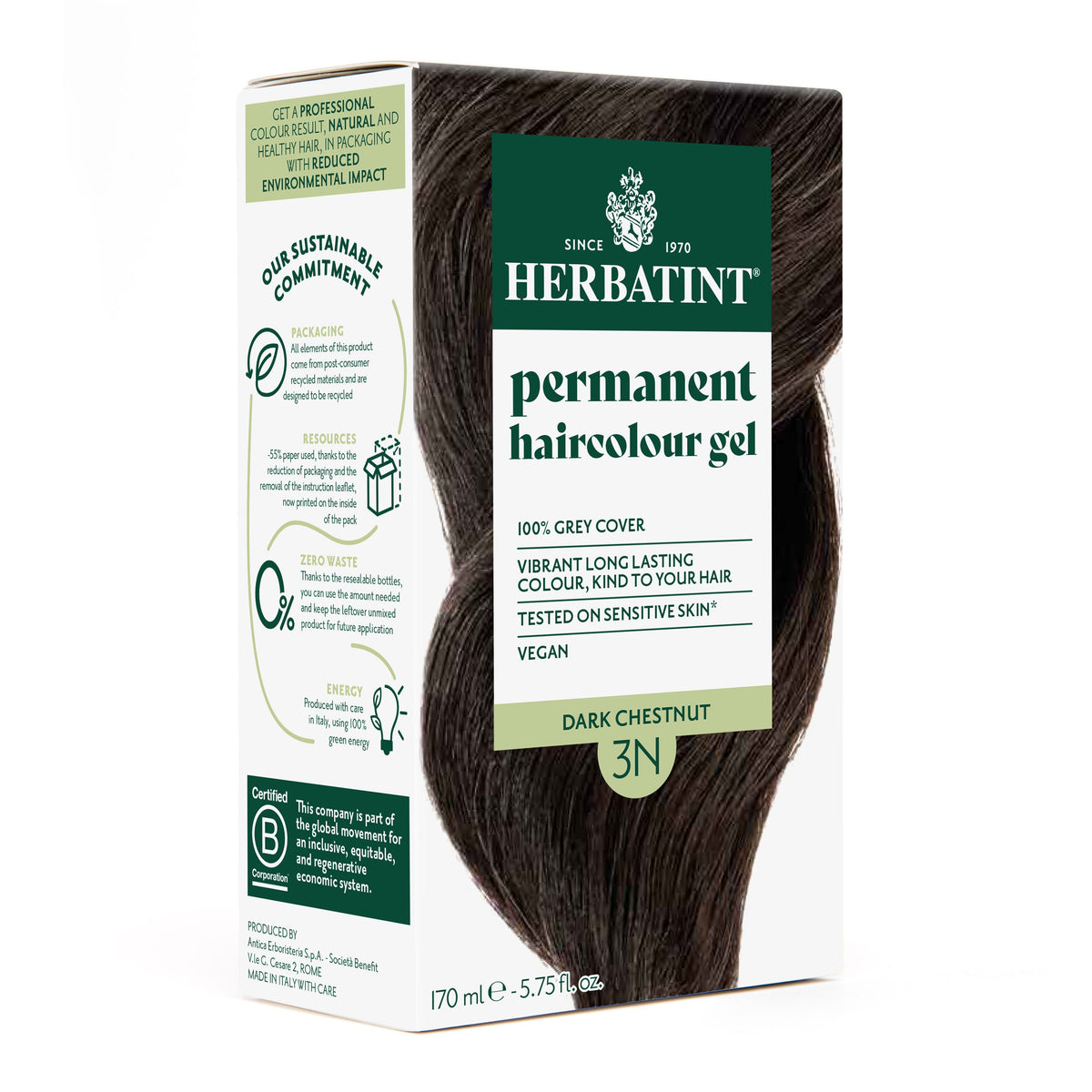 Herbatint 3N Dark Chestnut permanent haircolour gel 170ml pack — BambiniJO Jordan