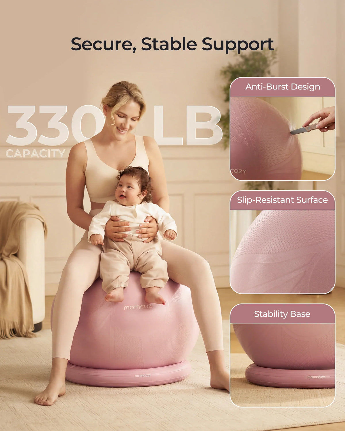 Momcozy BirthEase Pregnancy Ball Set | Pink