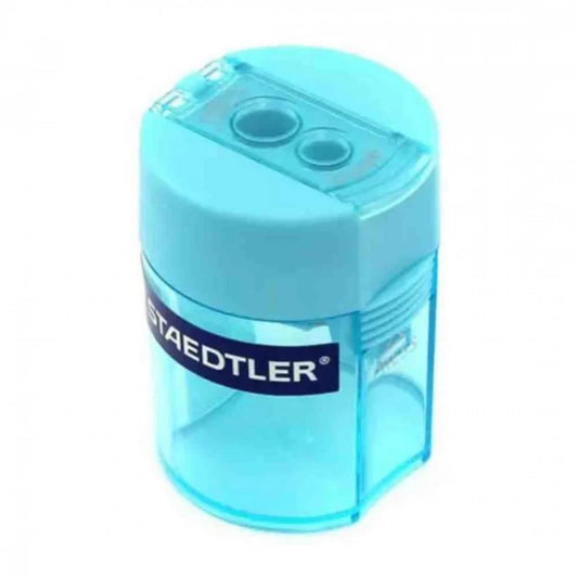 Staedtler double hole tub pencil sharpener sky blue