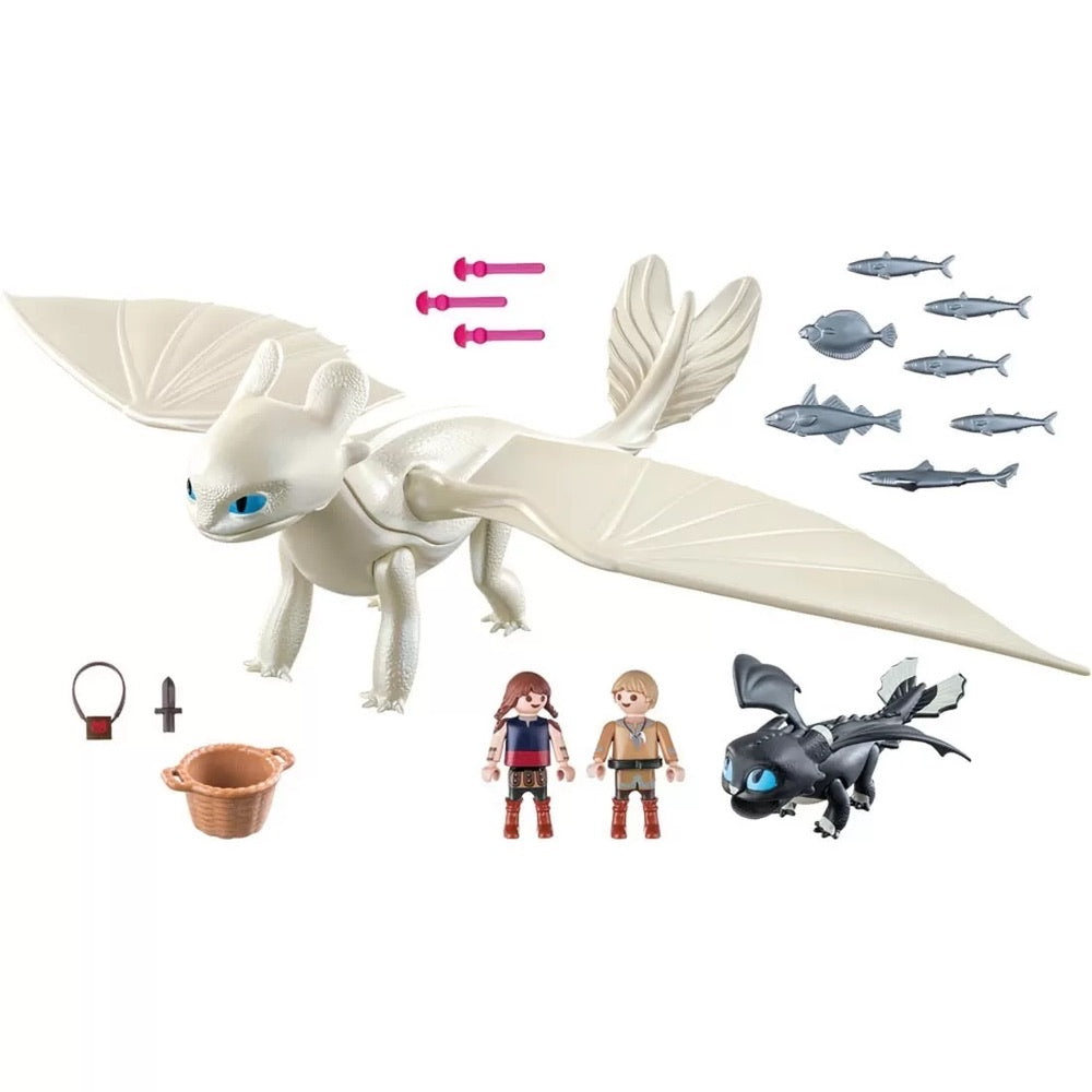Light Fury and Baby Dragon with Kids- 16 Pcs