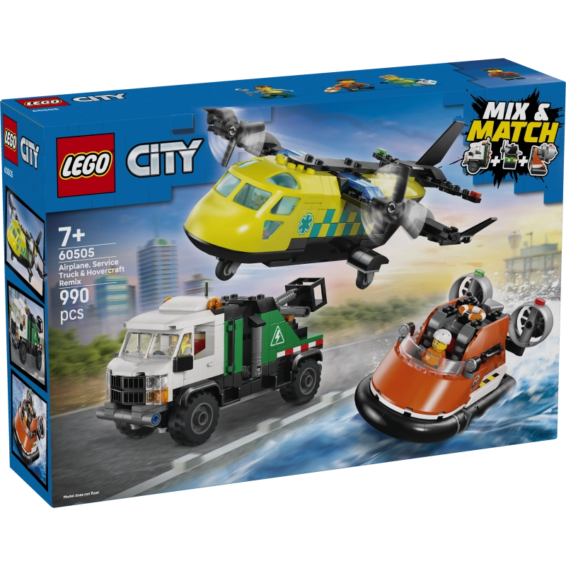 Lego - Airplane, Service Truck & Hovercraft Remix | 990 Pcs | 7Y+ Lego - Airplane, Service Truck & Hovercraft Remix | 990 Pcs | 7Y+