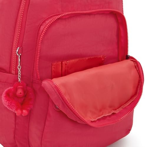 Kipling SEOUL Large Backpack - Resort Pink, monkey keychain charm