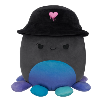 Squishmallows - Little Plush 5" Yoko the Charcoal Grey Octopus with Bucket Hat | 1-6Y