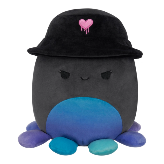 Squishmallows - Little Plush 5" Yoko the Charcoal Grey Octopus with Bucket Hat | 1-6Y
