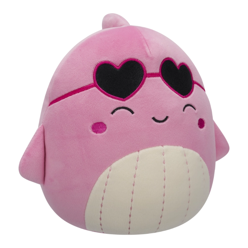 Squishmallows - Little Plush 7.5" Val the Pink Whale with Closed Eyes and Heart Sunglasses | 1-6Y