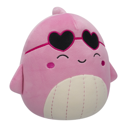 Squishmallows - Little Plush 7.5" Val the Pink Whale with Closed Eyes and Heart Sunglasses | 1-6Y