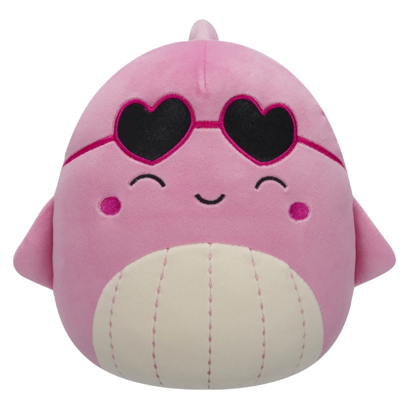 Squishmallows - Little Plush 7.5" Val the Pink Whale with Closed Eyes and Heart Sunglasses | 1-6Y