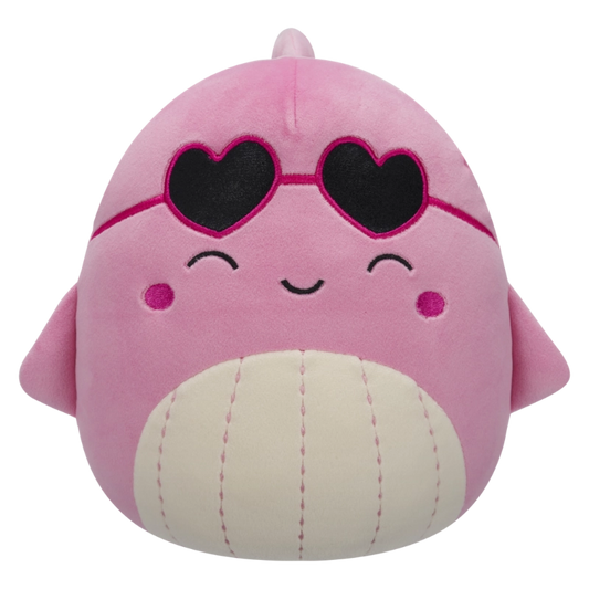 Squishmallows - Little Plush 7.5" Val the Pink Whale with Closed Eyes and Heart Sunglasses | 1-6Y