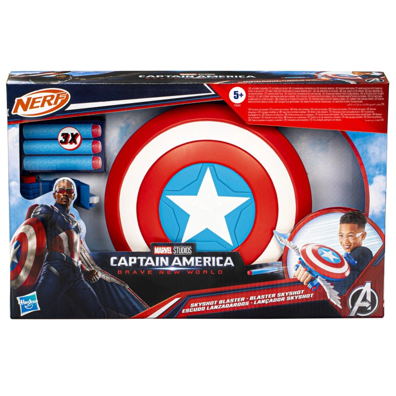 Marvel - Studios Captain America Brave New World Nerf Skyshot Blaster, Shield Roleplay Toy | 5Y+
