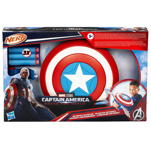 Marvel - Studios Captain America Brave New World Nerf Skyshot Blaster, Shield Roleplay Toy | 5Y+