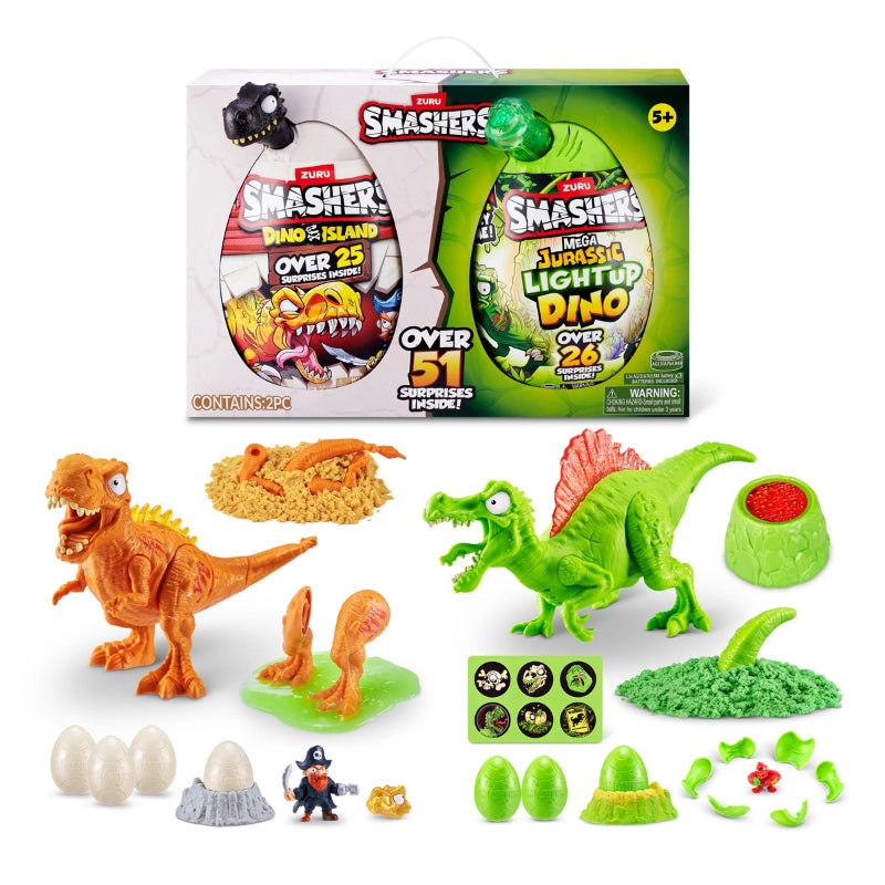 Smashers - Mega Dino Combo 2-Pack [Dino Island + Jurassic Light Up Dino Egg] | 5Y+