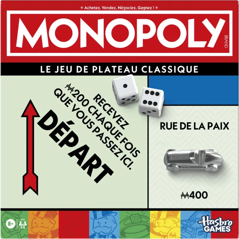 Hasbro Gaming - Monopoly Classic Game with Storage Tray (Refresh Version) (French) | 8Y+ Hasbro Gaming - Monopoly Classic Game with Storage Tray (Refresh Version) (French) | 8Y+