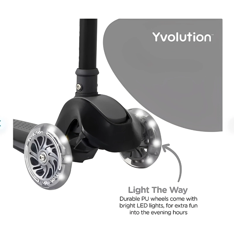 Yvolution - سكوتر Y Glider Air بثلاث عجلات فاخر - أسود | 3-8 سنوات Yvolution - سكوتر Y Glider Air بثلاث عجلات فاخر - أسود | 3-8 سنوات