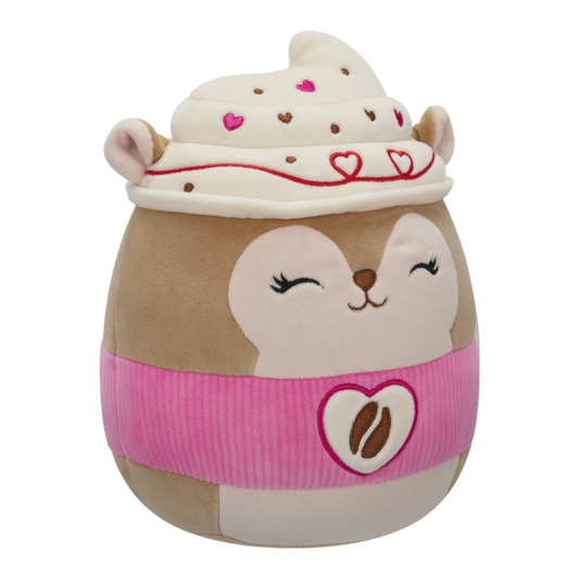 Squishmallows Little Plush 7.5" Reza the Latte Squirrel with Pink Sleeve and Heart Logo | 1-6Y — BambiniJO Jordan