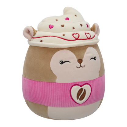Squishmallows - Little Plush 7.5" Reza the Latte Squirrel with Pink Sleeve and Heart Logo | 1-6Y