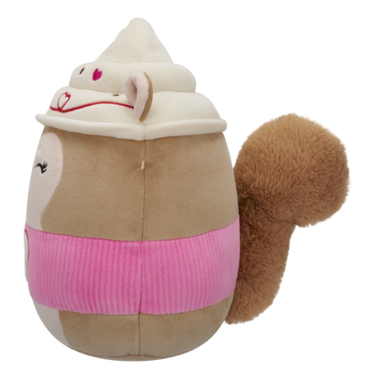 Squishmallows - Little Plush 7.5" Reza the Latte Squirrel with Pink Sleeve and Heart Logo | 1-6Y